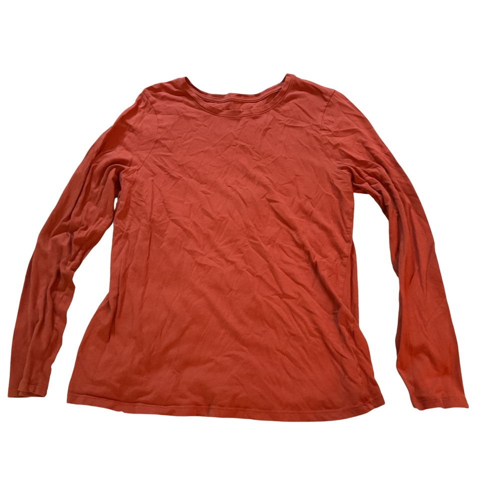 Time and Tru Womens Burnt Orange Long Sleeve Crew Neck Tee Shirt Large 12-14